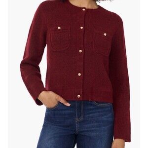 NWT CeCe Red Cardigan Sweater Large Blazer Preppy Office Thick Elegant MP $109